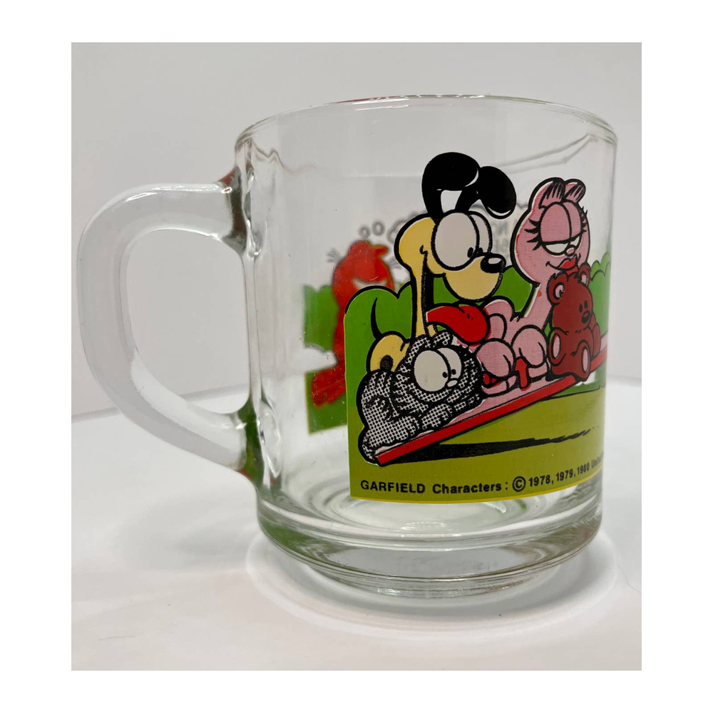 Vintage McDonald's Garfield Odie Arlene Jim Davis 1980 See-Saw Glass Mug